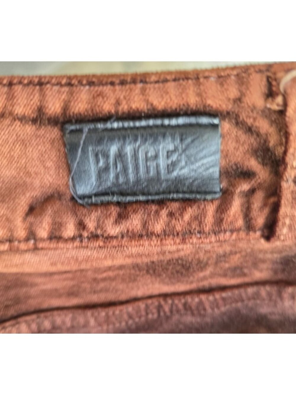 PAIGE Chicory Coffee Velvet Slim Straight Pants Womens Sz 28 Slit Hem Stretch - Picture 3 of 10